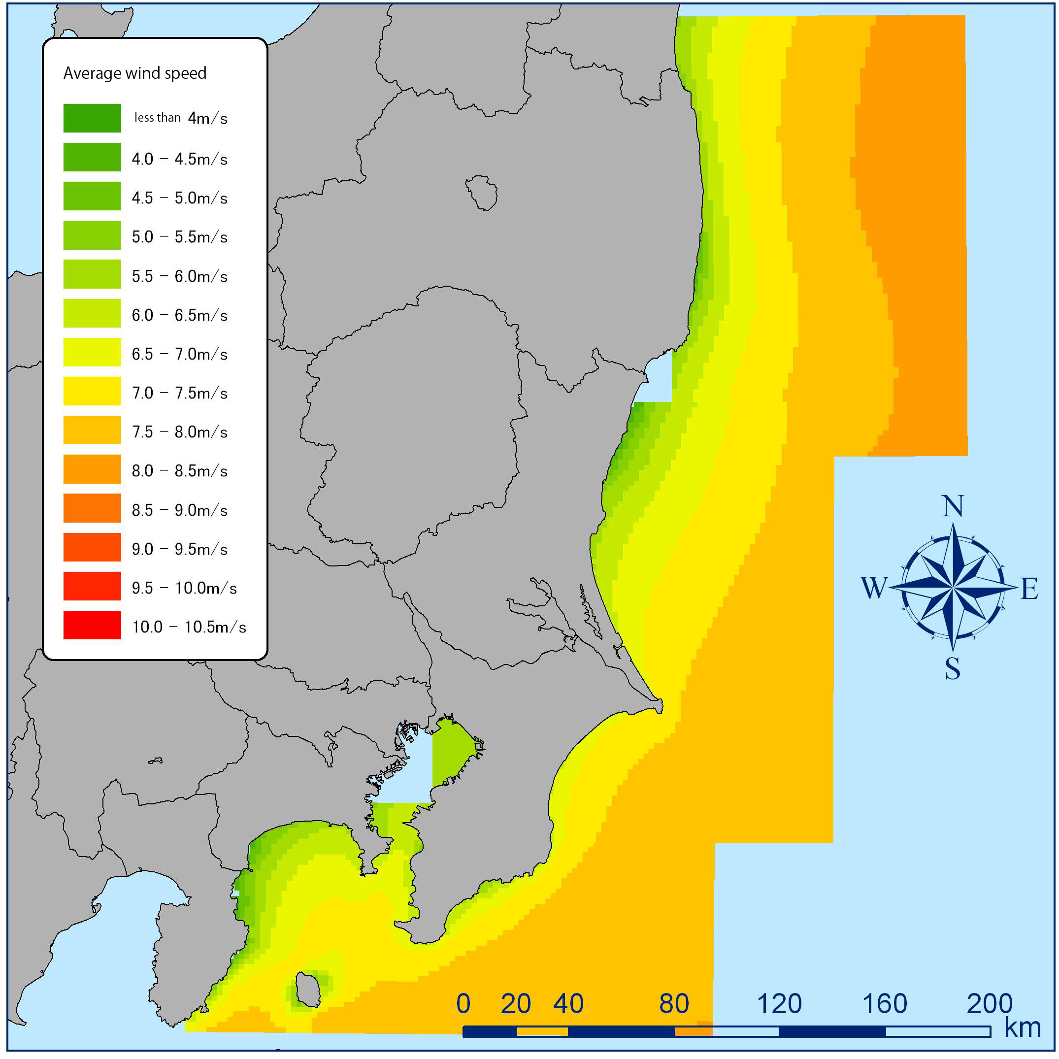20120620-FS-windpower1-orig A map of annual mean wind speed along the coast of Fukushima, Ibaragi and Chiba © Takeshi Ishihara