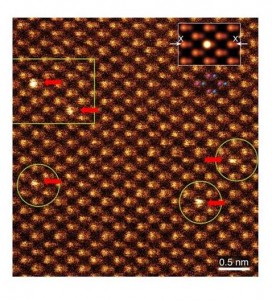 c-BN結晶中のCe原子を捉えた原子分解能STEM像 © Ryo Ishikawa